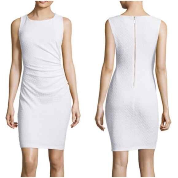 Bisou Bisou White Side Ruched Sheath Dress size 6 - Picture 1 of 9